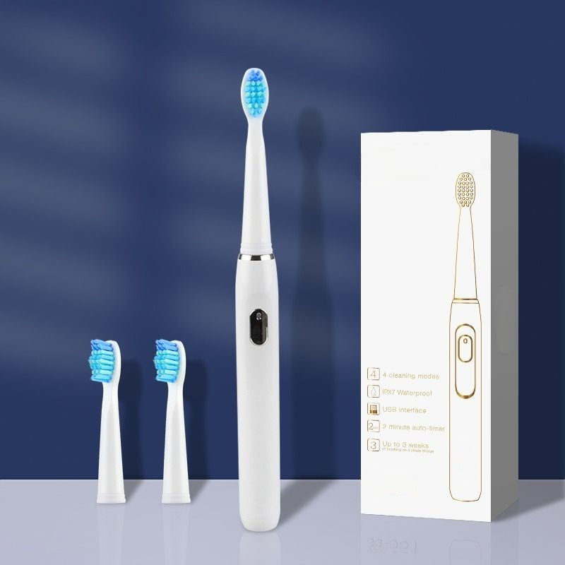 Rechargeable Electric Sonic Toothbrush With 3 Brush Head